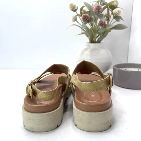 Vionic Alondra Lug T-Strap Comfort Sandal Gold Sling Back Buckle Women's 6 - Picture 2 of 10